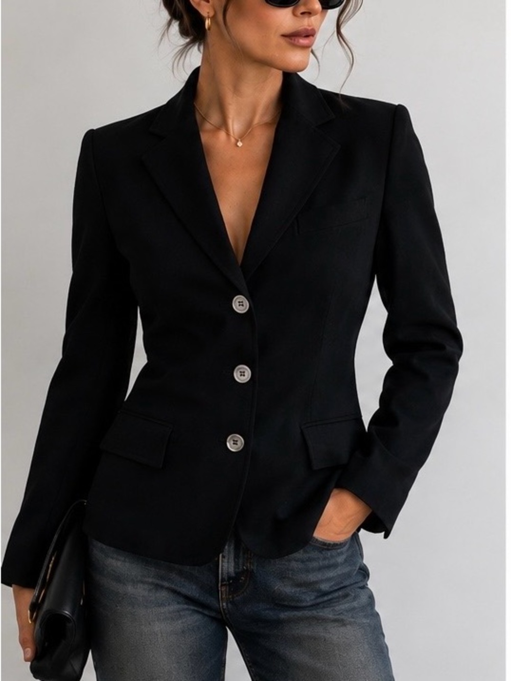 Vintage Gucci Tom Ford Era Black Silk Blazer Y2K Archival